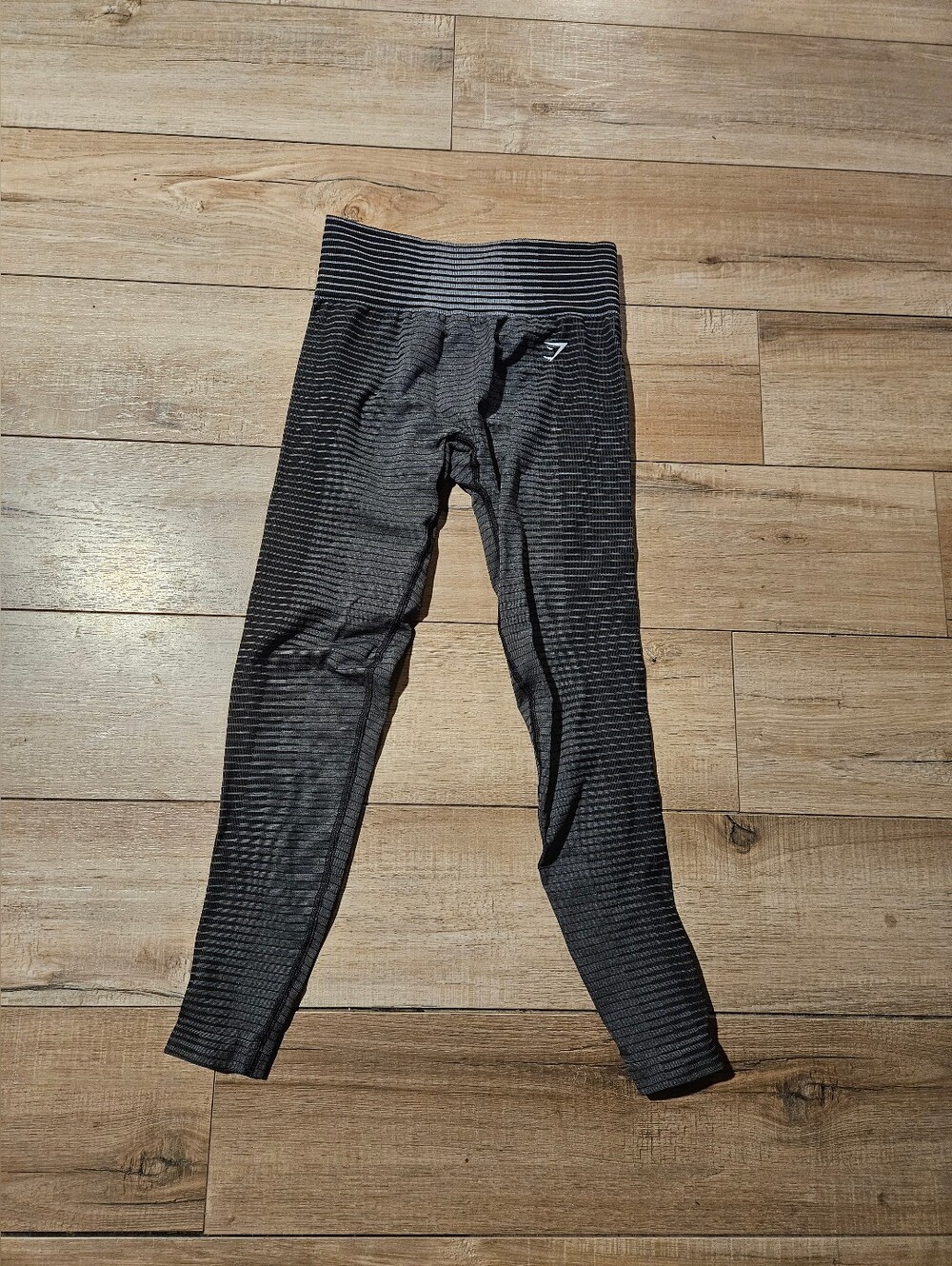 Gymshark Black and Charcoal Striped Leggings - Gymshark